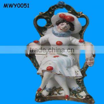 Lady Chair Porcelain Clown Dolls