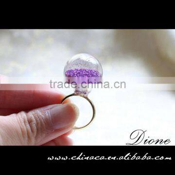 Wholesale Glass Globe Bottle (24mm) With Gold Plated Lace Adjustable Ring photo-6