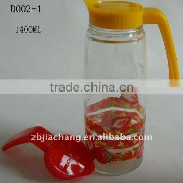 1400ml glass juice jug with plastic lid D002-1