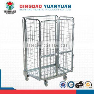Storage logistics trolley roll container pallet 4-Sided Nestable Roll Pallet metal storage cage with wheels