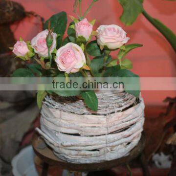 10" wash white rattan garden flower pot for spring and winter