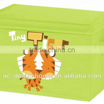 NON-WOVEN FOLDING KIDS TIGER STORAGE W/LID