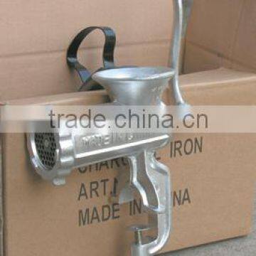handle operating meat mincer with silver paint