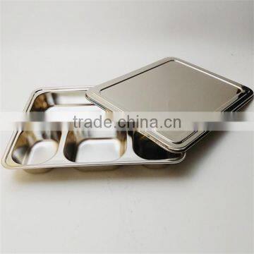 304 Stainless Steel Compartment Lunch Boxes 5 Compartment Dinner Plates photo-6