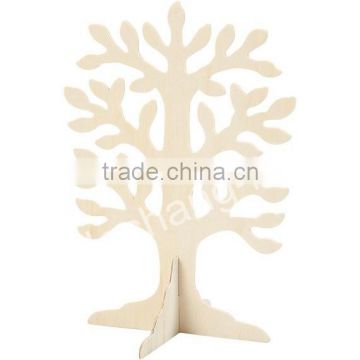 Stand Up 3D Plain Wooden Tree to Decorate DIY Wood Ornament Standing Xmas Family Tree Craft