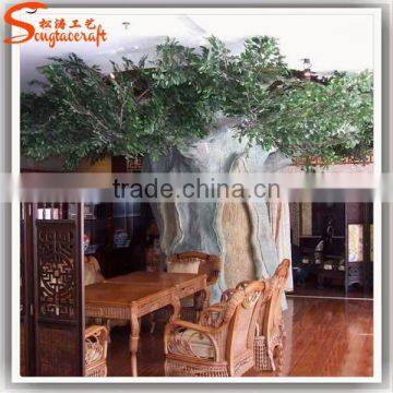 Indoor Cheap Artificial Banyan Tree Fake Plastic Plants Artificial Tree Trunk Decorative Metal Ficus Trees photo-3