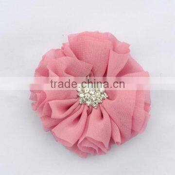 Handmade Chiffon Flower With Rhinestone for Kids Hair Accessories photo-5