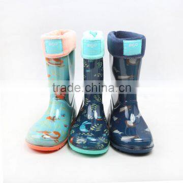 Waterproof Warm Kids Girls Boys Rain Boot With Fur Lining photo-2
