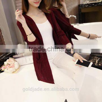 OEM Custom-Made Hight Quality Ladies Button Down Plain Knitted Cardigan Sweater photo-5