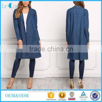 Denim straight long ladies jacket casual winter jackets for ladies