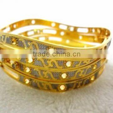 Stylish Micro Gold Plated Bangles with Moving Stones