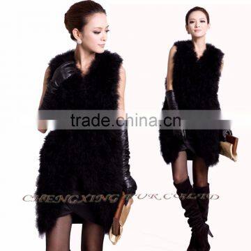 CX-G-B-137D Feather Vest Genuine Turkey Fur Ladies Vest Dress photo-4
