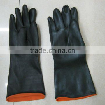 OEM chemical black rubber glove for Chemical Factory anti-oil