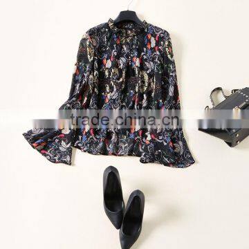 Maxnegio Lotus Leaf Sleeves Blouse Neck Designs Cutting Fashion Design Lady Blouse photo-4