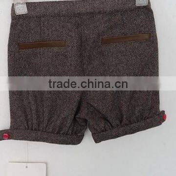 Baby Girls Woolen Brown Embroidered Shorts for Autumn photo-2