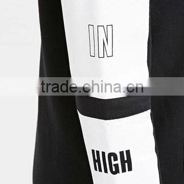 Print Letters Sleeves 3/4 Zipper Front Black Long Hoodie Thin Hoodie Women's photo-5