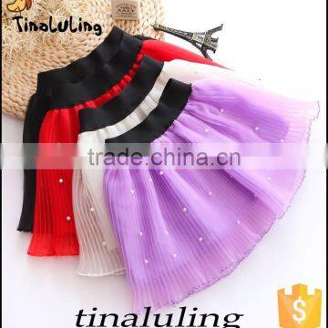 2015 fashion girls short mini skirts with pearl kids chiffon tutu children dancewear