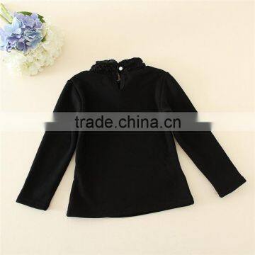 Chinese Wholesale Manufactory Long Sleeve Tops for Little Girl Bottoming Shirt Black Pullover Girls Shirts photo-3