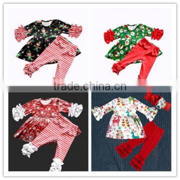 LM-269 Persnickety Remake Snow man pattern ruffle pants outfits for childrens Christmas clothing whloesale girls boutique