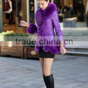 New Fashion Winter Jacket Women Luxurious Fake Fox Fur Collar Long Leather Jacket PU Slim Parkas For Women Coat Ladies Down photo-2