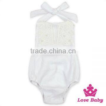 HYB147Lovebaby Wholesale 100% white cotton sleeveless cute newborn baby romper plain white cotton baby clothes