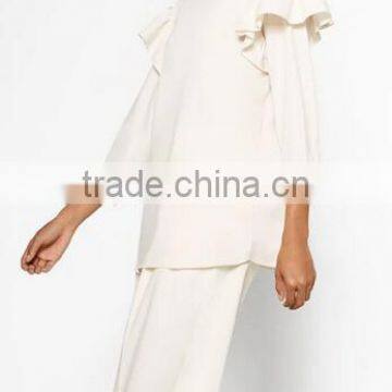 Runwaylover EY2340B 2017 Women Fashion Falbala Pure Color Blouse photo-3