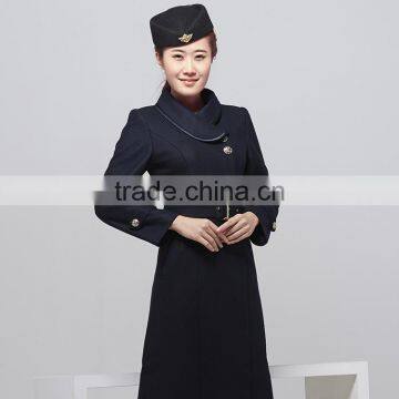 Chinos OEM Service Supply Type Long Airplane Wool Coat for Stewardess