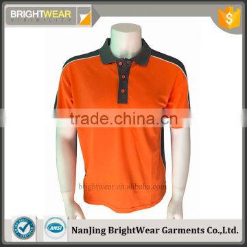 Contrast 100% polyester knit fabric embroidery safety custom short sleeve protective polo shirt