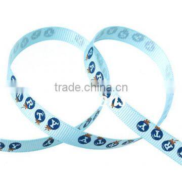 Skyblue Alphabet "Party" Pattern Baby Shower Decoration Terylene Satin Ribbon 10mm