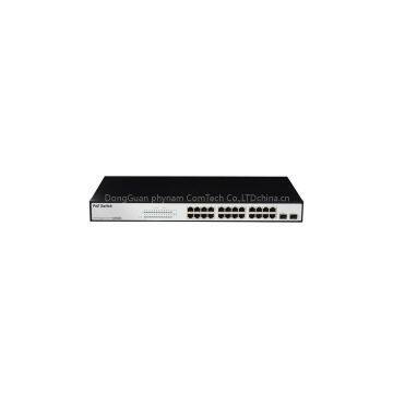 24-Port 10/100/1000M 802.3at PoE Switch with 2 giga SFP port