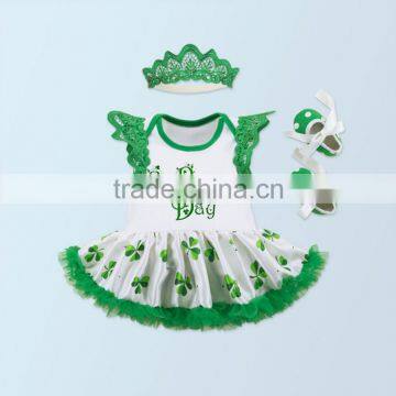 1st St. Patrick's Day Outfit, St Patricks Onesie, Baby Bodysuit, Baby Girl Photo Prop, Baby Girl Outfit, Green Tutu Bloomer photo-2