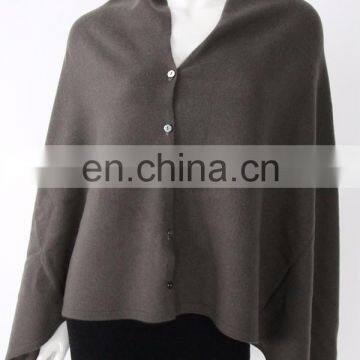 wholesale 12gg jersey knit women 100% cashmere button ponchos