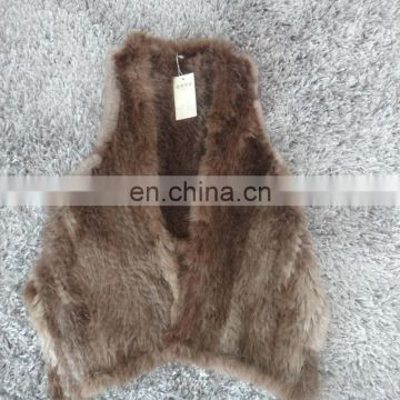 knitted real mink fur irregular vest for women