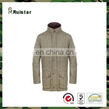 Wholesale custom European tweed wool waterproof hunting shooting jacket