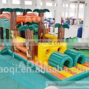 New design palm tree long inflatable obstacle course for kids