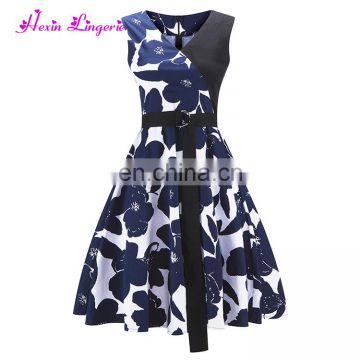 Factory Price Royal blue summer fashion design luxury one piece dress latest