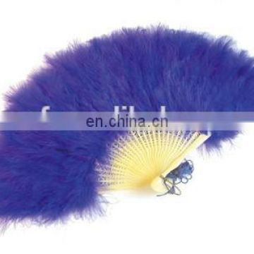 wholesale cheap blue dancing Burlesque feather hand fans FW-0074