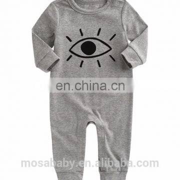 Ins Hot Sale Baby Boys Romper Grey Color with Big Eye Printing suit for 0-24 Months