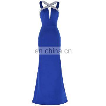 Kate Kasin Sleeveless Deep V-Back Keyhole Royal Blue Sexy Cheap Prom Dress KK001042-1