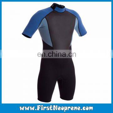 High Quality 2/3MM Premium Neoprene CR Men Short Sleeve Chest Zipper Shorty Wetsuit