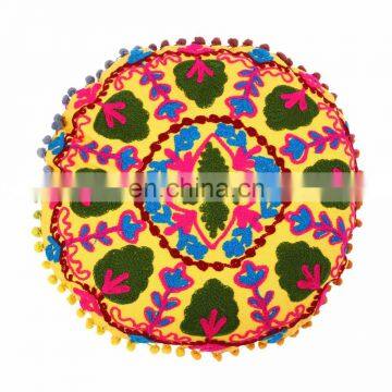 Indian Suzani Cotton Boho Throw Floral Embroidery Pillow Cushion Cover