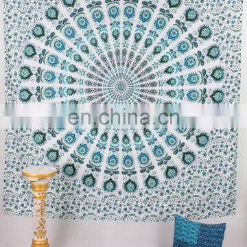 Indian Blue Mandala Tapestry, Hippie Wall Hanging, Bed Sheet Bohemian Cotton Ethnic Boho Tapestry, Gypsy Bed Cover Decor Art