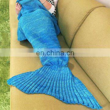 Factory price winter warm 10 colors plain new design knitted mermaid tail blanket