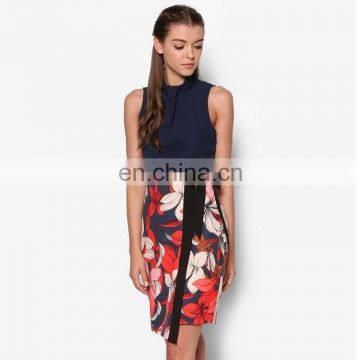 Wholesale uniform design wrap latest sexy straight women sleeveless office dress