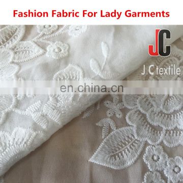 JC1755 wholesale lace fabric polyester chiffon malaysia lace embroidery fabric