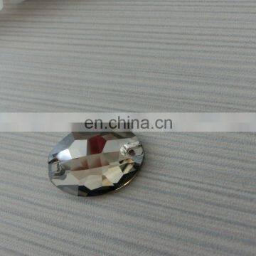 Capri Blue Jet Flat Back Oval Stone Sew on Rhinestones Pujiang Crystal Manufacturer photo-4