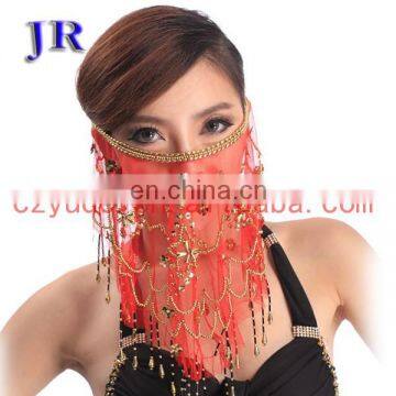 Tribal Indian Women Beaded Belly Dance Face Veil Accessory P-9015# photo-6