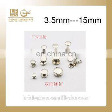 handbags double capped rivet 3MM---15MM in copper,iron,stainless steel material for you to choose