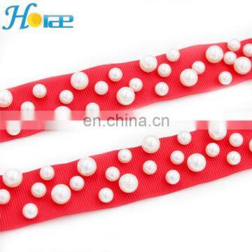 2.5cm Width New Arrival Fancy Tapes Ribbon With Pearls Different Colors Lace Trim Fancy Tapes Ribbon photo-5