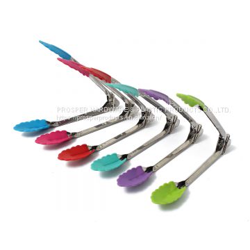 Stainless steel silicone food tongs for kitchen